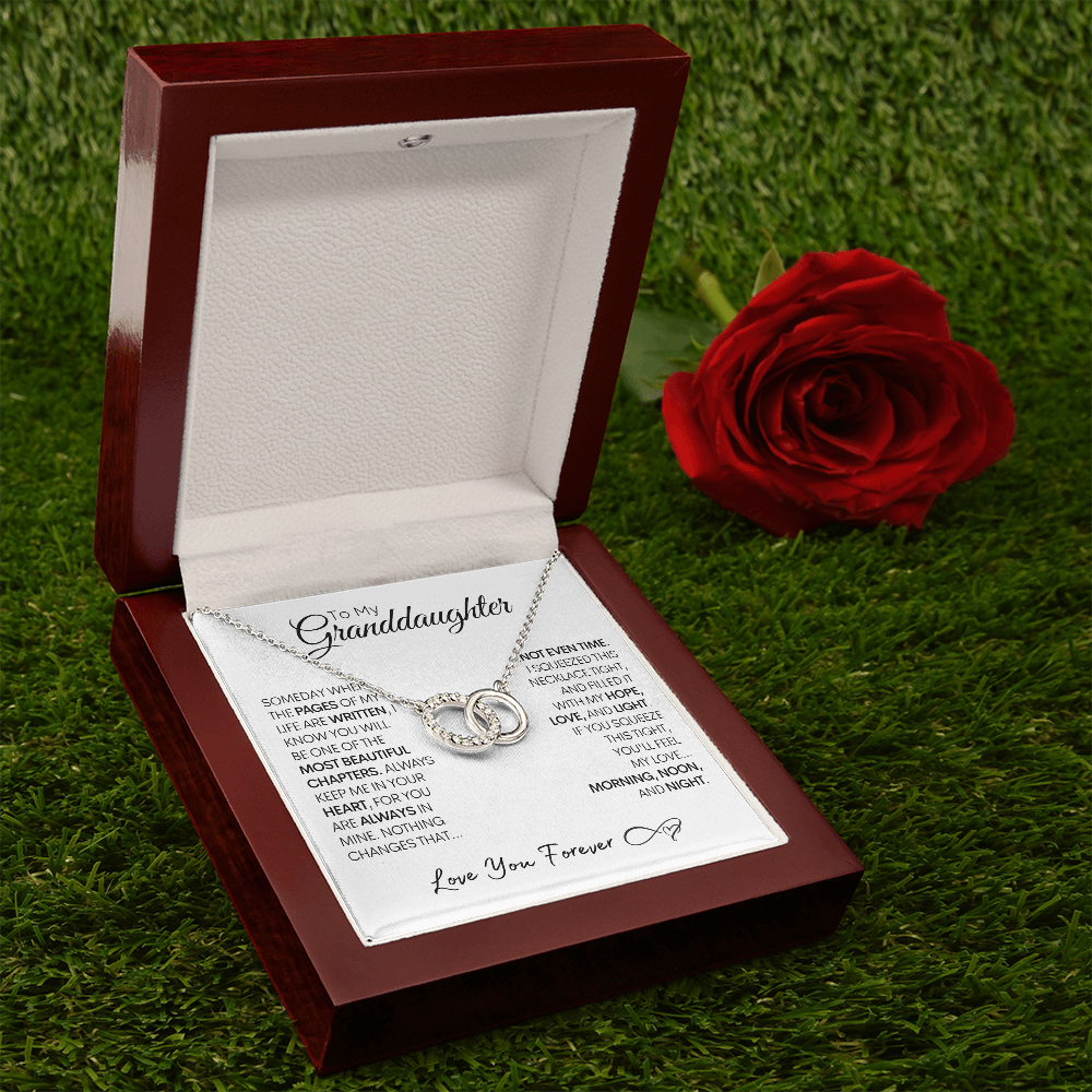 Grand Daughter Gift, Stainless Steel and 14k White Gold Locked Circles Necklace