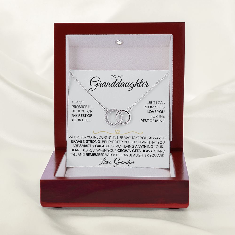To My Granddaughter Necklace (Love, Grandpa) - Promise To Love You, Gold & Stainless Steel Necklace