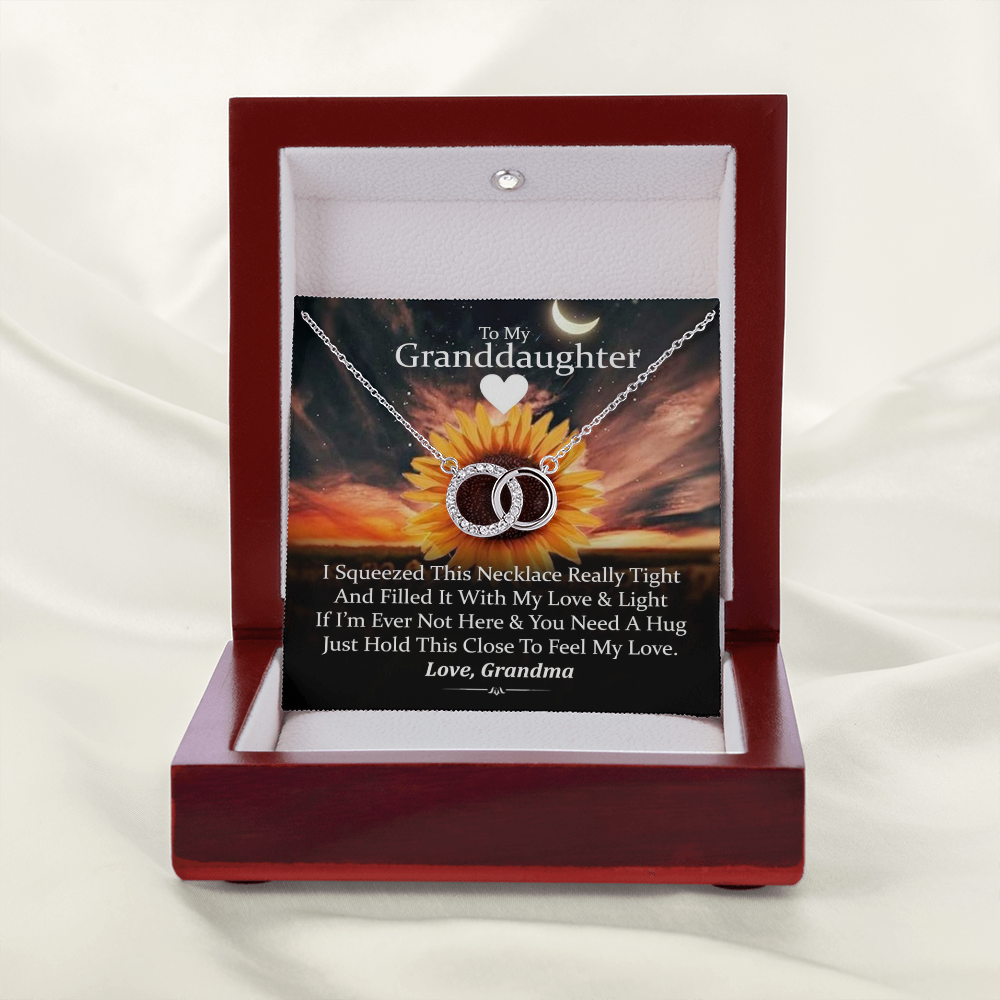 To My Granddaughter - Squeezed This Necklace (Sunflower) | Beautiful 14k White Gold Locked Circles Necklace