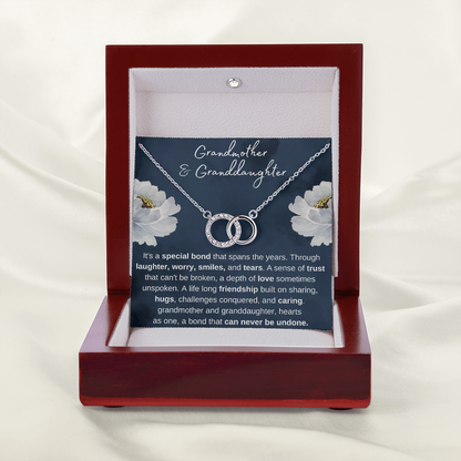 Grandmother and Granddaughter, Hearts as One - Gold Interlocked Circles Family Necklace