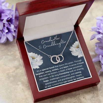 Grandmother and Granddaughter, Hearts as One - Gold Interlocked Circles Family Necklace