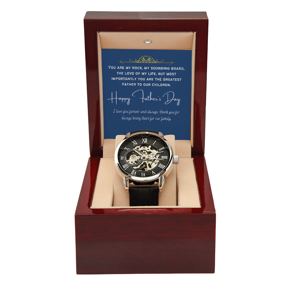 To My Husband - Happy Father's Day | Luxury Openface Men's Watch With Genuine Leather Band