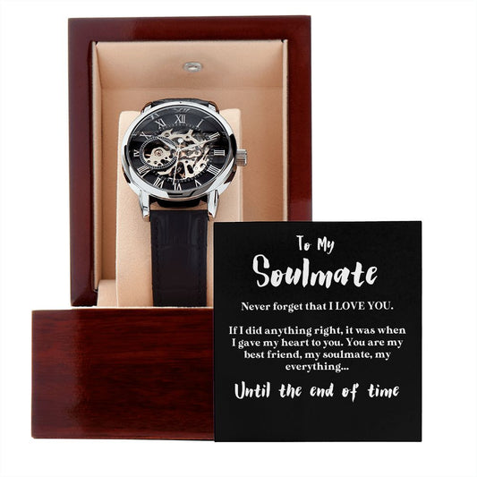 Men's Luxury Watch Soulmate Gift, Birthday or Anniversary Present, Stainless Steel & Genuine Leather With