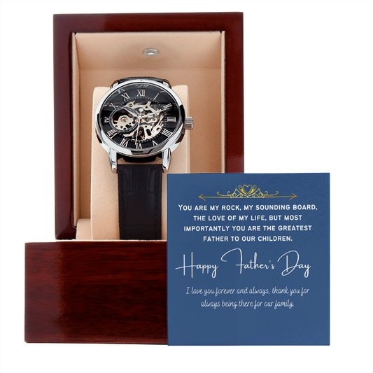 To My Husband - Happy Father's Day | Luxury Openface Men's Watch With Genuine Leather Band