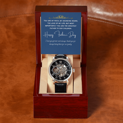 To My Husband - Happy Father's Day | Luxury Openface Men's Watch With Genuine Leather Band