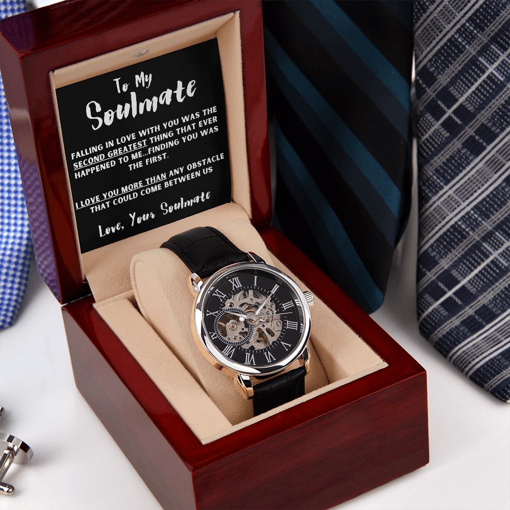 Soulmate Watch and Poem Card with Gifting Box, Anniversary Gift for Him