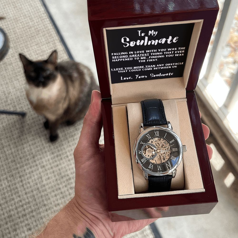 Soulmate Watch and Poem Card with Gifting Box, Anniversary Gift for Him