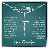 To My Granddaughter (Love Grandpa) - Beautiful Stainless Steel and Gold Faith Cross Necklace