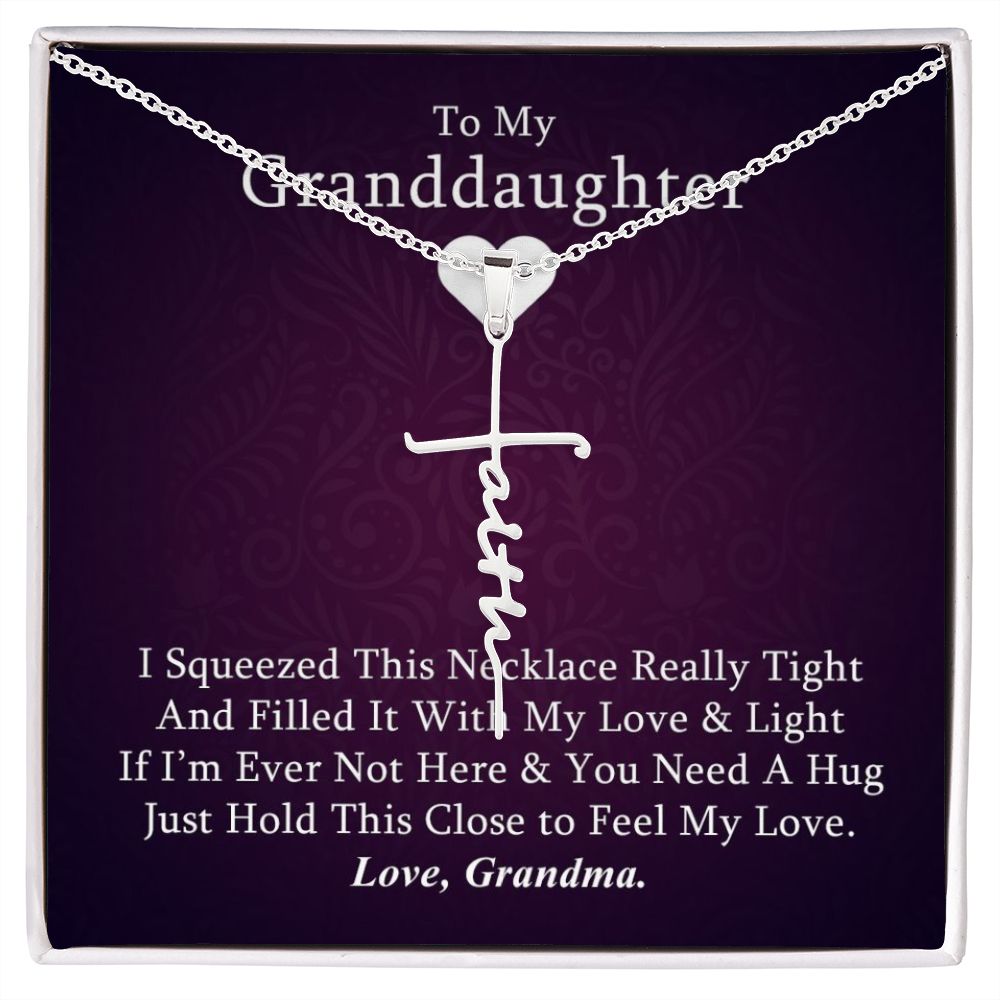 Granddaughter (Love Grandma) Beautiful Stainless Steel and Gold Faith Cross Necklace