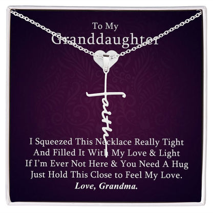 Granddaughter (Love Grandma) Beautiful Stainless Steel and Gold Faith Cross Necklace