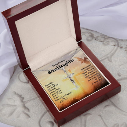 To My Dearest Granddaughter - Faith Cross Necklace | Stainless Steel and 14k White Gold