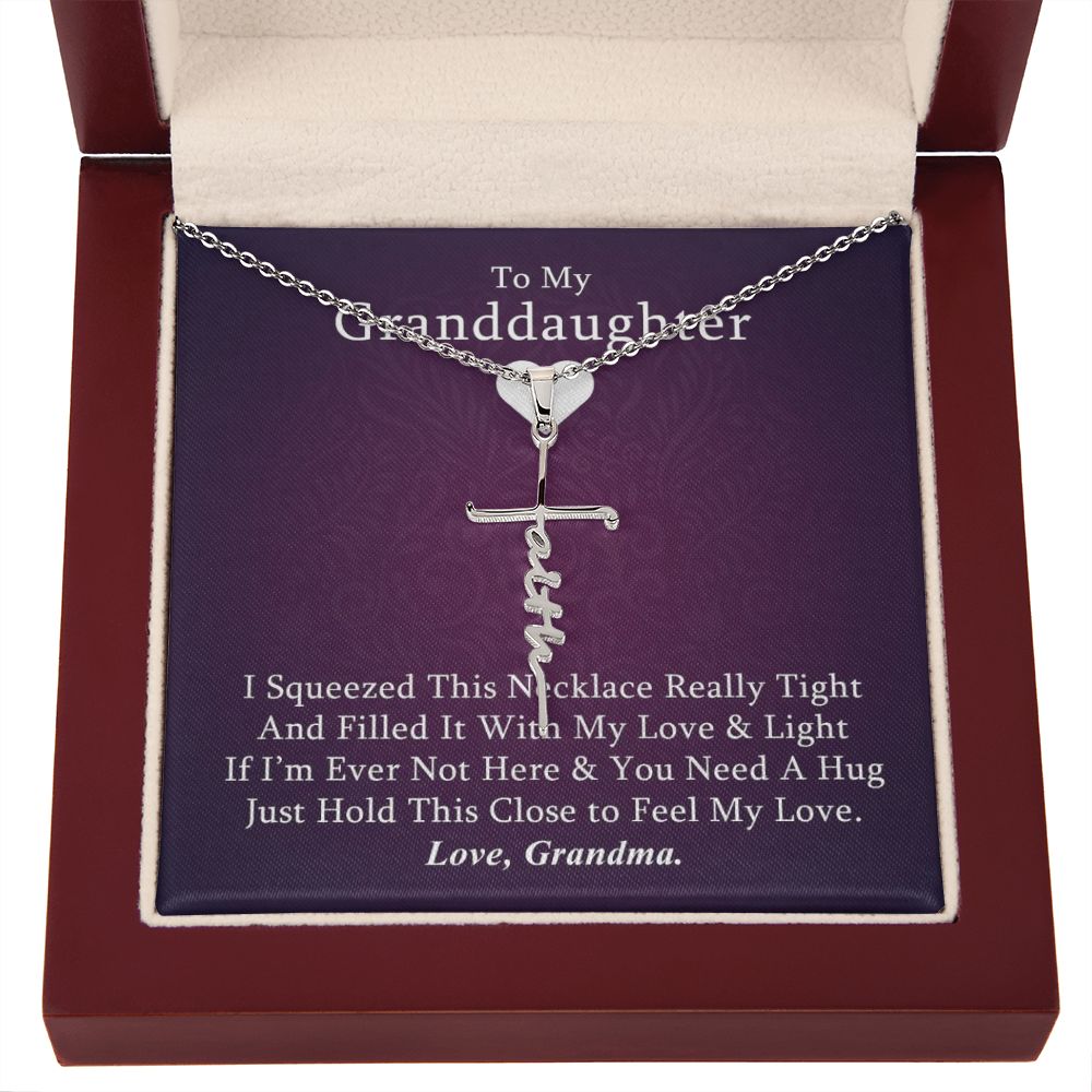 Granddaughter (Love Grandma) Beautiful Stainless Steel and Gold Faith Cross Necklace