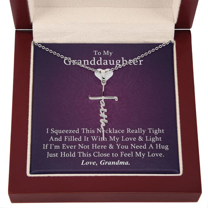 Granddaughter (Love Grandma) Beautiful Stainless Steel and Gold Faith Cross Necklace