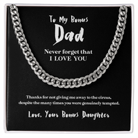To My Bonus Dad (From Bonus Daughter) | 14k Gold and Stainless Steel Cuban Chain Necklace for Men
