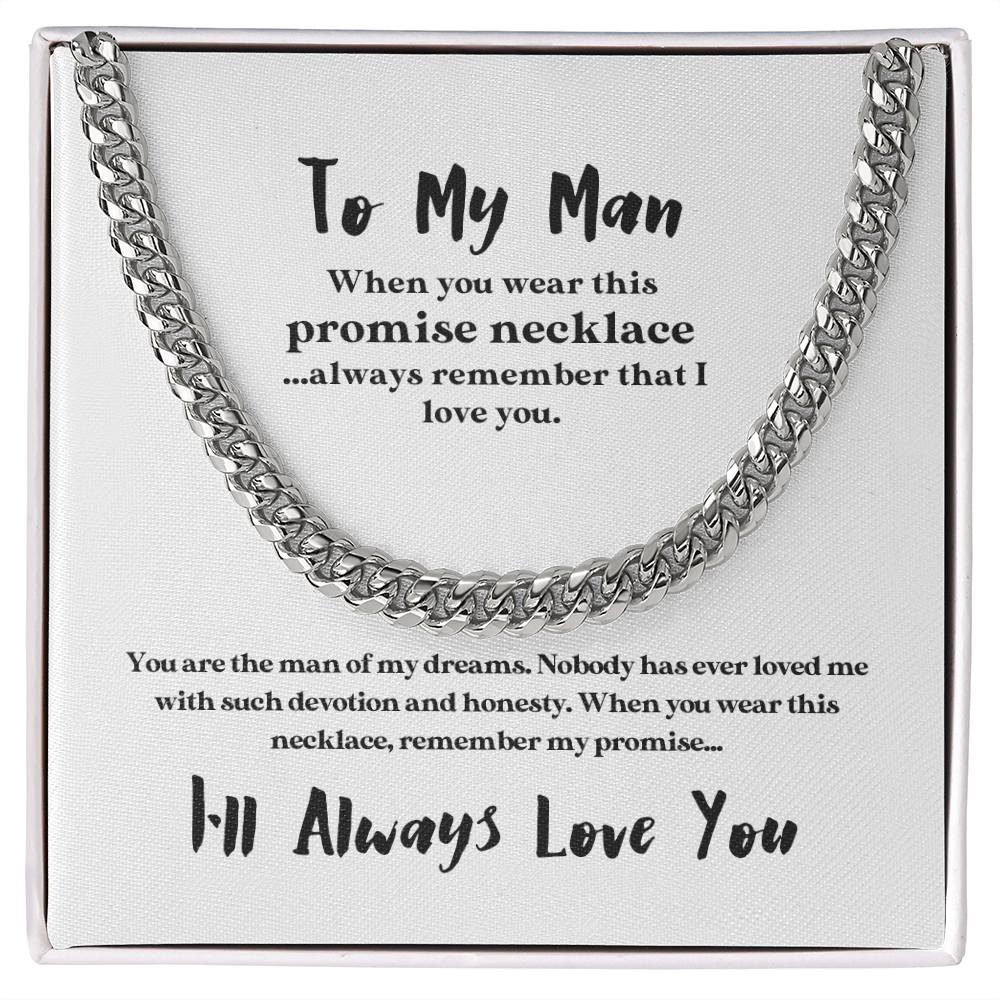 To My Man Promise Necklace | Stainless Steel and 14k Gold Cuban Chain —  Forever Cross Jewelry, image size:1000x1000