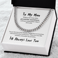 To My Man Promise Necklace | Stainless Steel and 14k Gold Cuban Chain