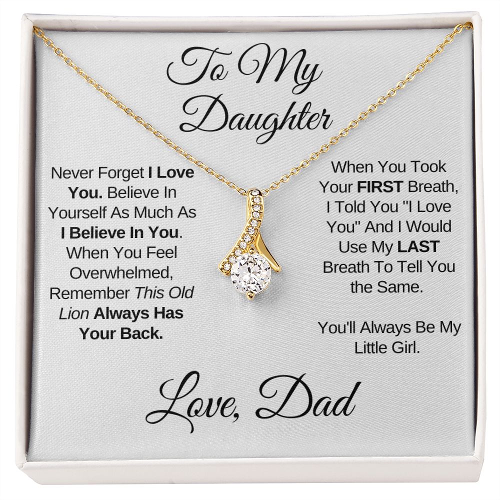 To My Daughter (Love, Dad) - Beautiful 14k White Gold Necklace for Daughters
