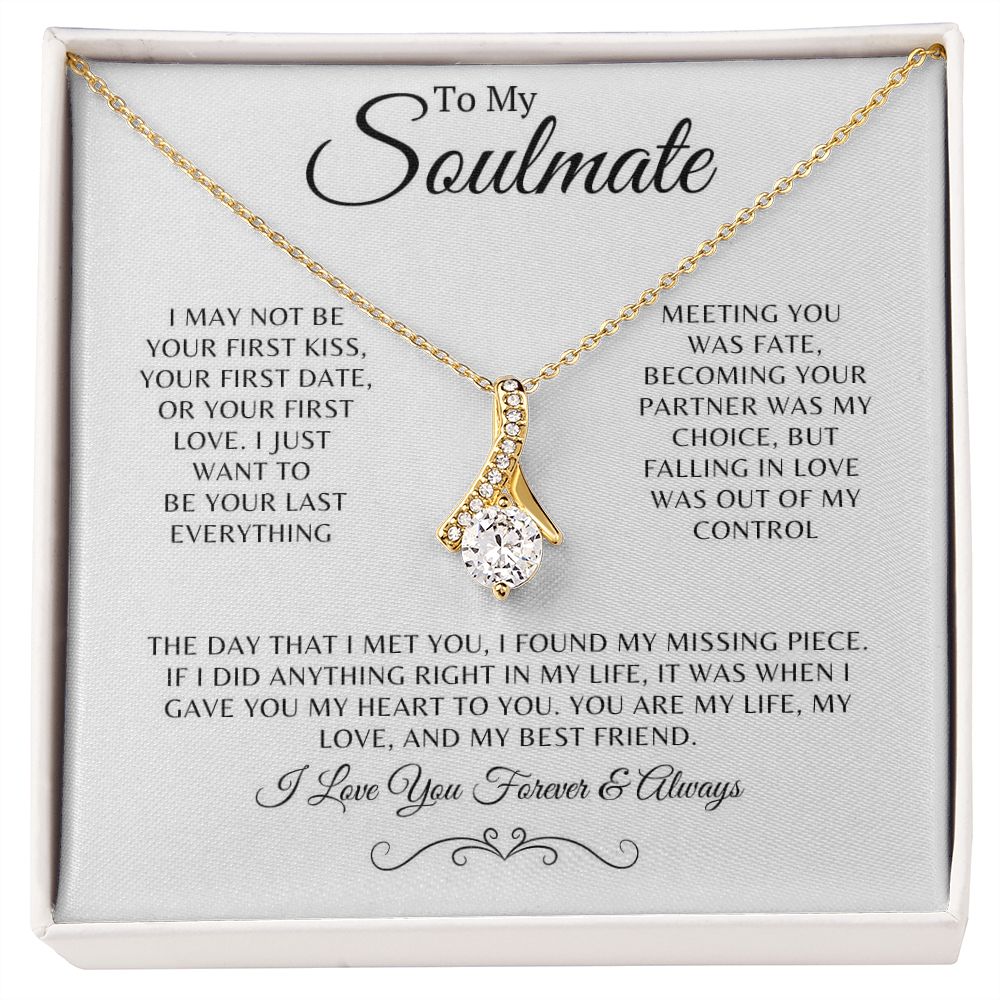 Soulmate Gift, Wife or Girlfriend, 14k White Gold Necklace