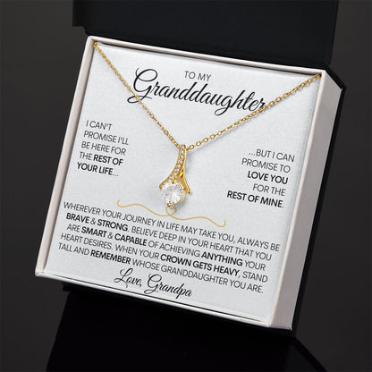 To My Granddaughter (Love, Grandpa), Beautiful 14k White Gold Necklace, Promise to Love You