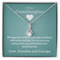 To Our Granddaughter - Feel Our Love ( Grandma and Grandpa) | Stainless Steel and Gold Ribbon Necklace