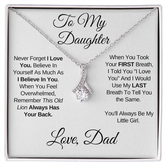 To My Daughter (Love, Dad) - Beautiful 14k White Gold Necklace for Daughters