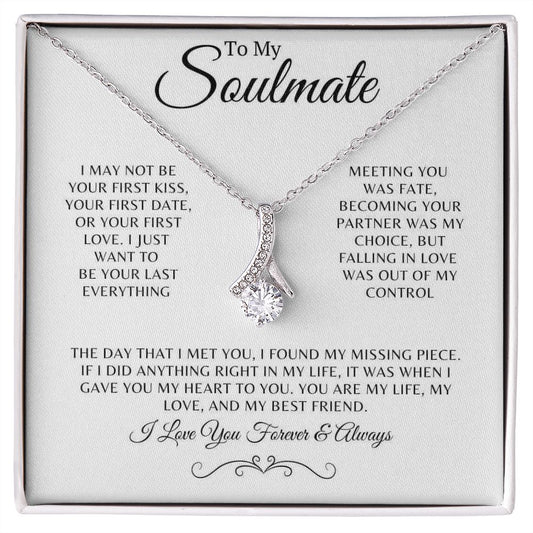 Soulmate Gift, Wife or Girlfriend, 14k White Gold Necklace