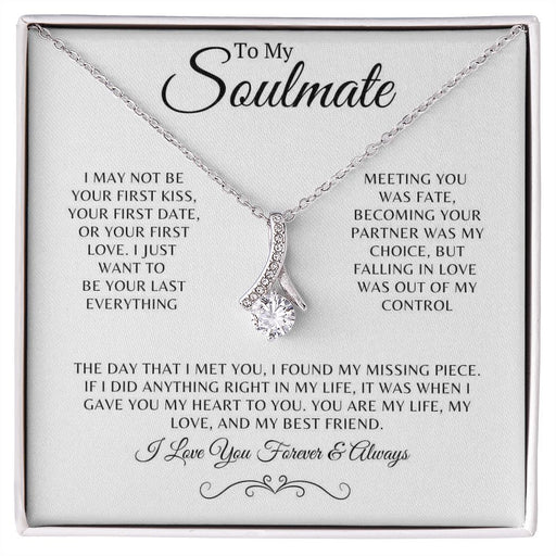 Soulmate Gift, Wife or Girlfriend, 14k White Gold Necklace 14K White Gold Finish Standard Box