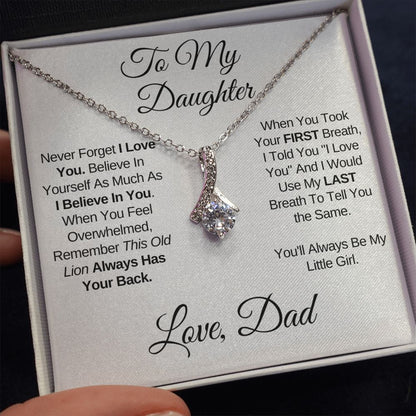 To My Daughter (Love, Dad) - Beautiful 14k White Gold Necklace for Daughters