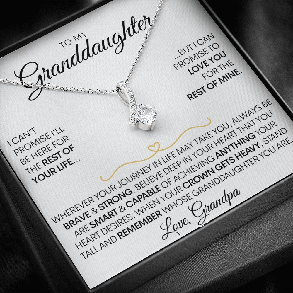 To My Granddaughter (Love, Grandpa), Beautiful 14k White Gold Necklace, Promise to Love You