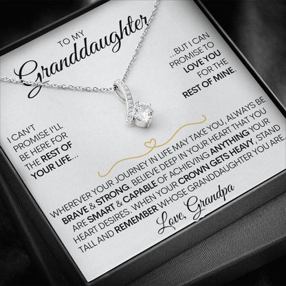 To My Granddaughter (Love, Grandpa), Beautiful 14k White Gold Necklace, Promise to Love You