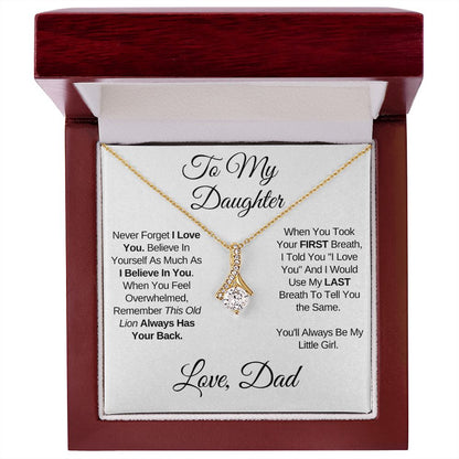 To My Daughter (Love, Dad) - Beautiful 14k White Gold Necklace for Daughters