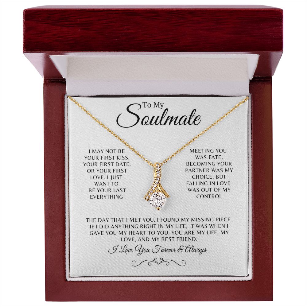 Soulmate Gift, Wife or Girlfriend, 14k White Gold Necklace