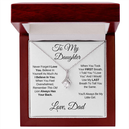 To My Daughter (Love, Dad) - Beautiful 14k White Gold Necklace for Daughters