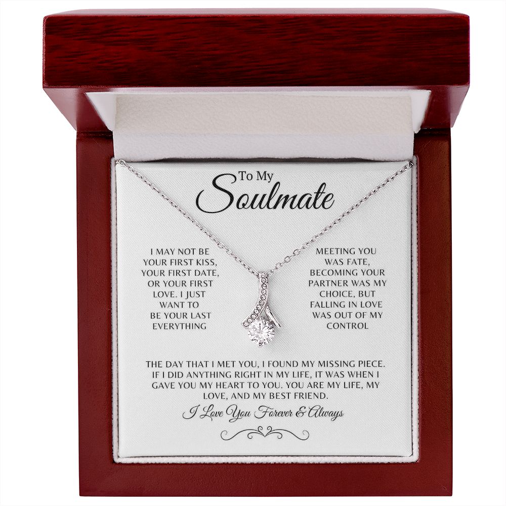 Soulmate Gift, Wife or Girlfriend, 14k White Gold Necklace