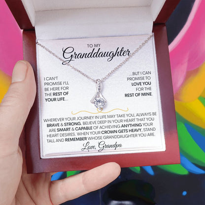 To My Granddaughter (Love, Grandpa), Beautiful 14k White Gold Necklace, Promise to Love You