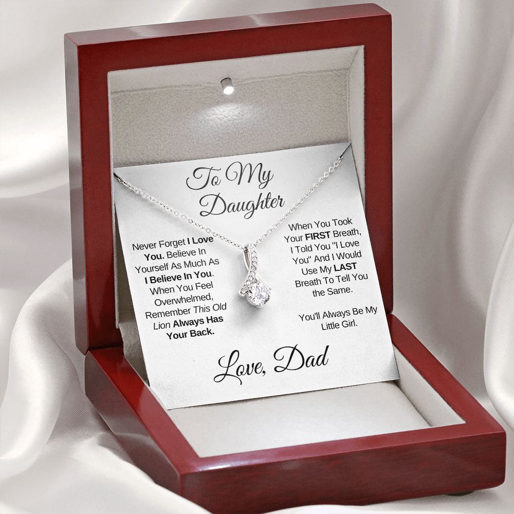 To My Daughter (Love, Dad) - Beautiful 14k White Gold Necklace for Daughters