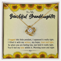 To My Beautiful Granddaughter - Morning Noon and Night - Gold and Stainless Steel Knot Necklace