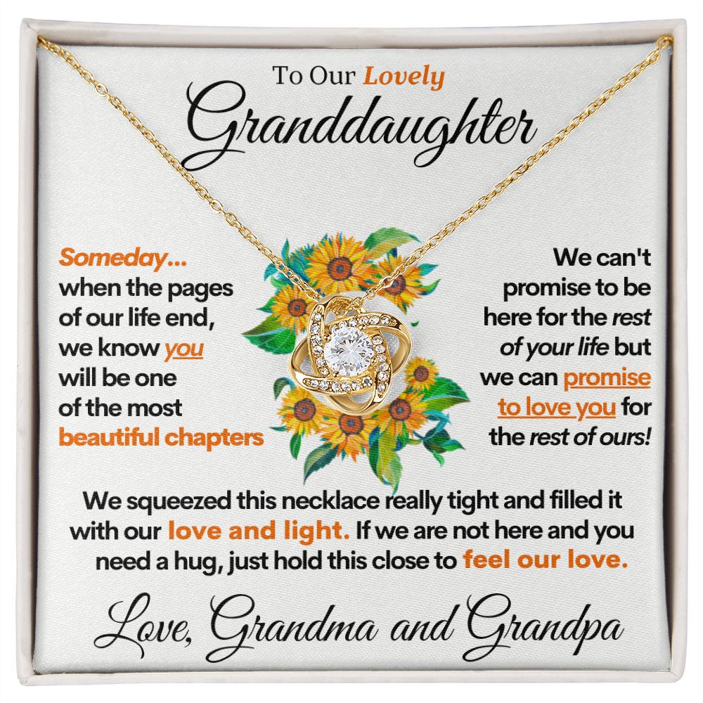Granddaughter (Love Grandma and Grandpa), 14k Gold Stainless Steel Necklace for Granddaughters