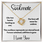 To My Soulmate - Two Hearts Beating as One | 14k White Gold Love Knot Necklace