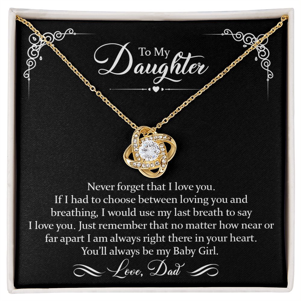 To Daughter (Love Dad) Last Breath | 14k White Gold Knot Necklace for Daughters