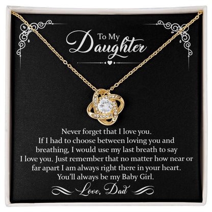To Daughter (Love Dad) Last Breath | 14k White Gold Knot Necklace for Daughters