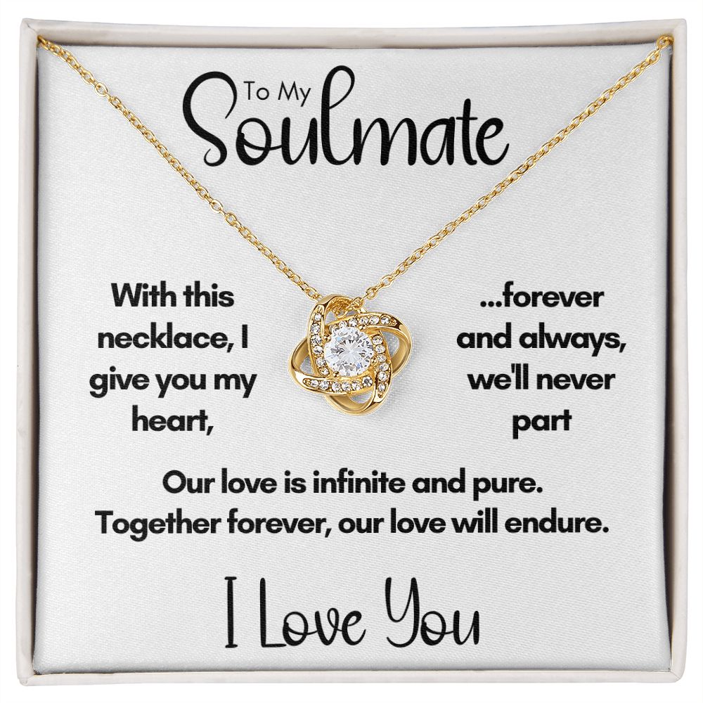 To My Soulmate - Together Forever | 14k White Gold Love Knot Necklace