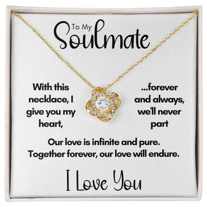To My Soulmate - Together Forever | 14k White Gold Love Knot Necklace