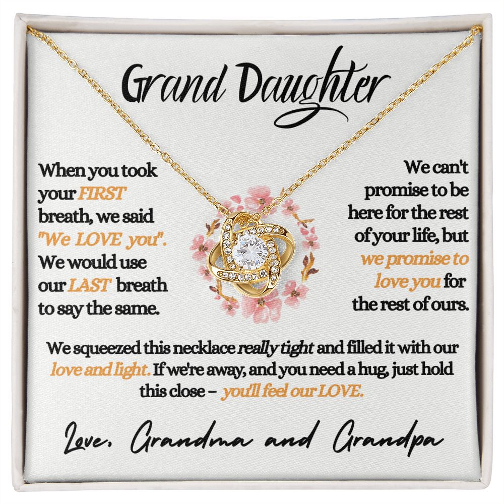 Grand Daughter - Feel Our Love (Grandma and Grandpa) | Beautiful 14k White Gold Necklace