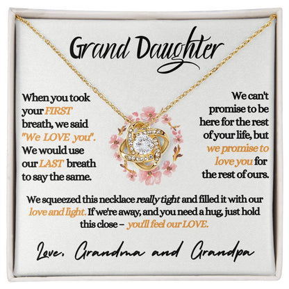 Grand Daughter - Feel Our Love (Grandma and Grandpa) | Beautiful 14k White Gold Necklace