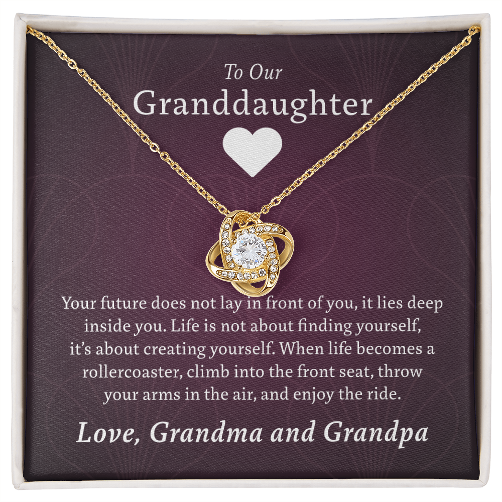 To Our Granddaughter (From Grandma & Grandpa)  | Gold and Stainless Steel Knot Necklace