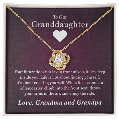 To Our Granddaughter (From Grandma & Grandpa)  | Gold and Stainless Steel Knot Necklace