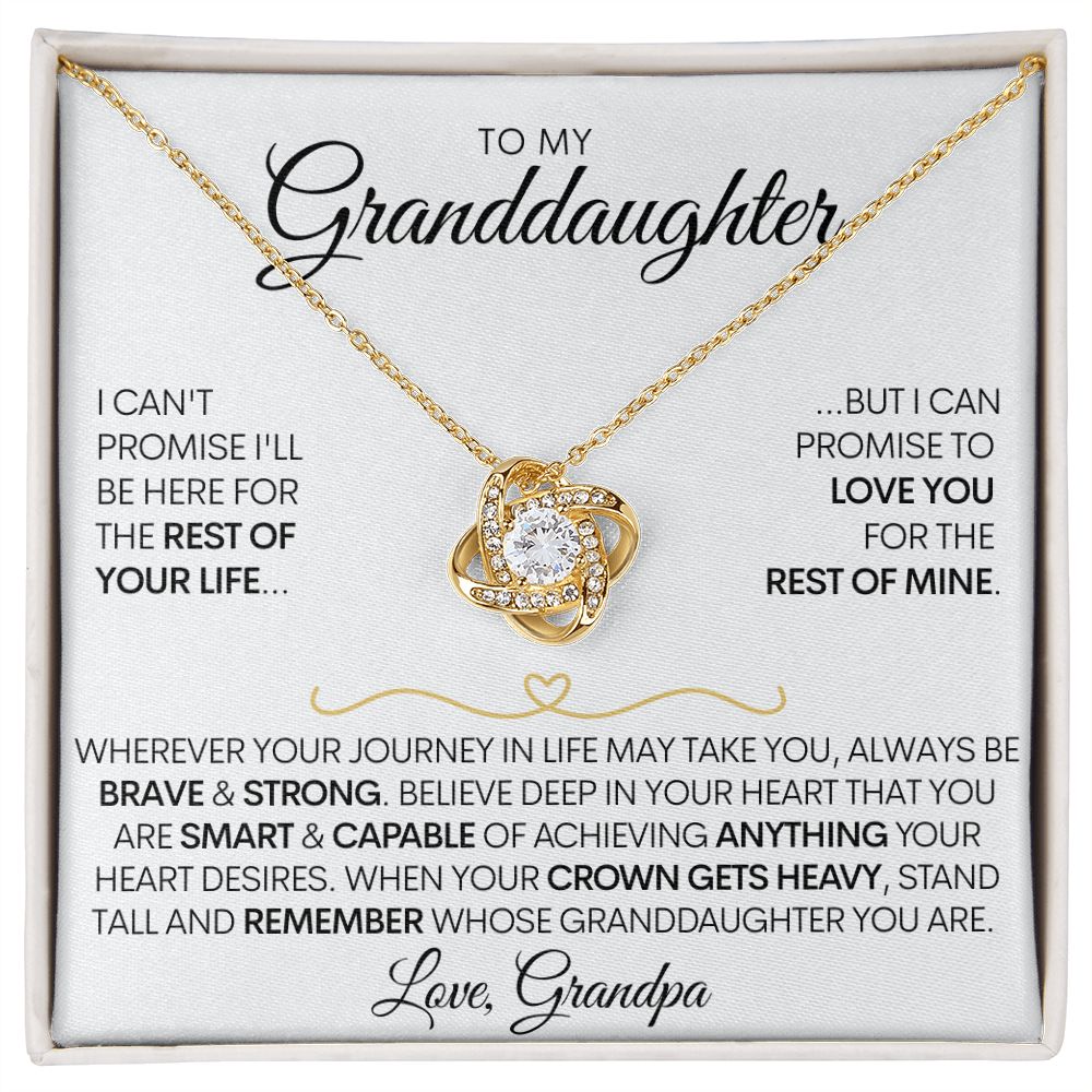 To My Granddaughter Necklace (Love Grandpa), Be Brave Stainless Steel and Gold Necklace