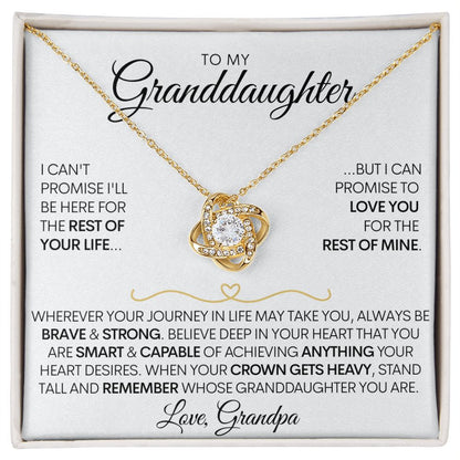 To My Granddaughter Necklace (Love Grandpa), Be Brave Stainless Steel and Gold Necklace