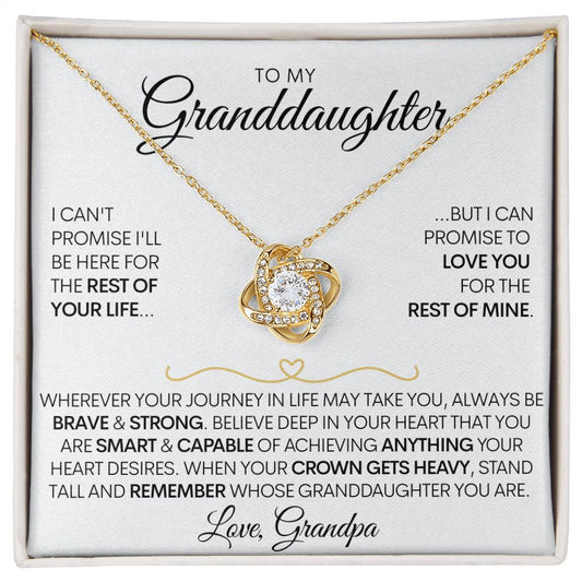 To My Granddaughter Necklace (Love Grandpa), Be Brave Stainless Steel and Gold Necklace